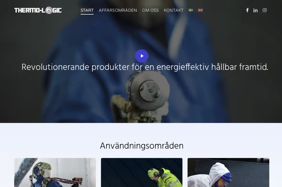 Startsidan på webbplatsen för Thermo-Logic
