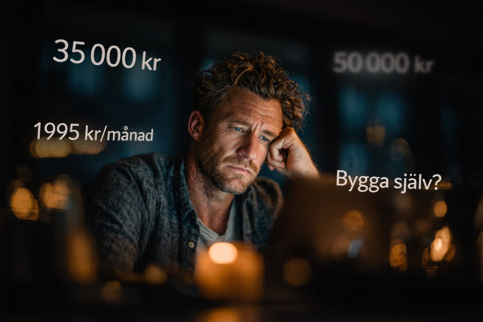 Företagare som jämför olika kostnader för att bygga en hemsida